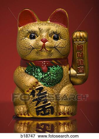 Golden asian cat toy. View Large Photo Image Stock Photo - Golden asian cat toy.. Fotosearch