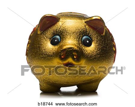 Golden piggy bank. View Large Photo Image Picture - Golden piggy bank.. Fotosearch