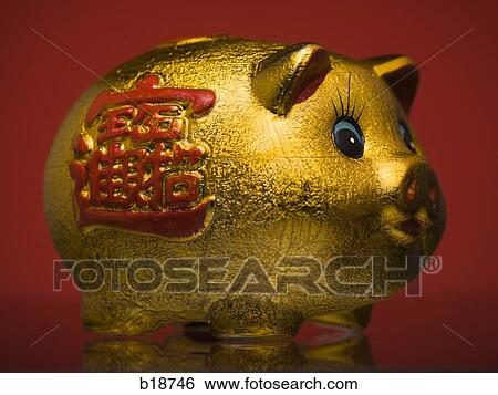 Golden piggy bank. View Large Photo Image Stock Photograph - Golden piggy bank.. Fotosearch