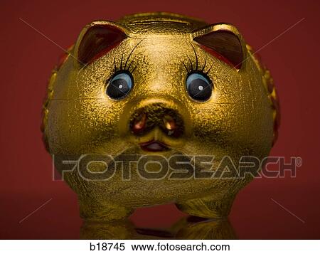 Golden piggy bank. View Large Photo Image Stock Photography - Golden piggy bank.. Fotosearch