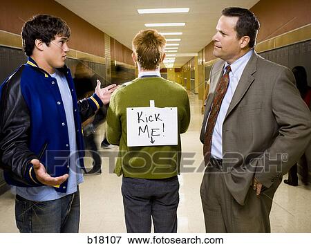Stock Photo - High School Principal with High School Jock and High School Nerd.. Fotosearch