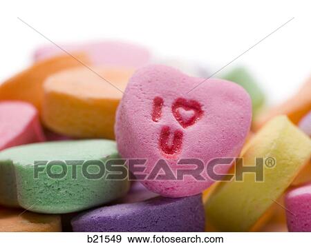 Stock Photo - I heart you candy heart. Fotosearch