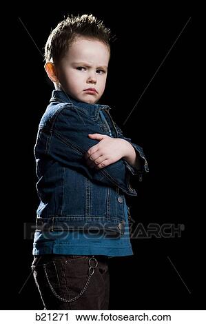 little boy in a jean jacket View Large Photo Image Stock Image - little boy in a jean jacket. Fotosearch