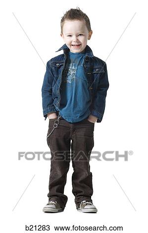little boy in a jean jacket View Large Photo Image Stock Image - little boy in a jean jacket. Fotosearch