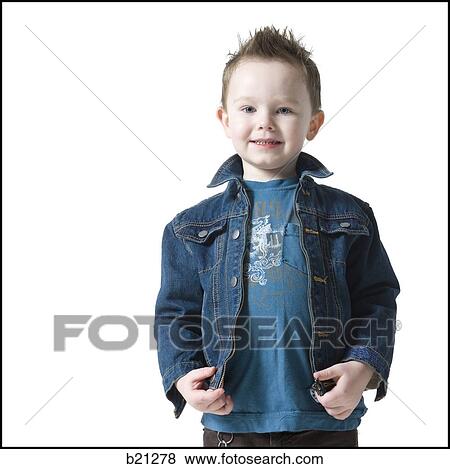 little boy in a jean jacket View Large Photo Image Stock Photo - little boy in a jean jacket. Fotosearch