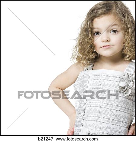 little girl in a newspaper dress View Large Photo Image Stock Photo - little girl in a newspaper dress. Fotosearch