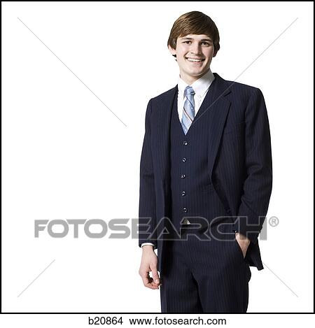Picture - man in a blue suit. Fotosearch