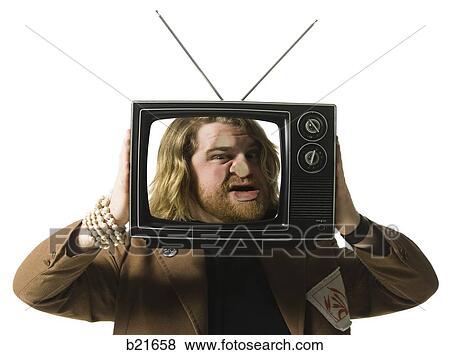 man in a tv View Large Photo Image Stock Photo - man in a tv. Fotosearch