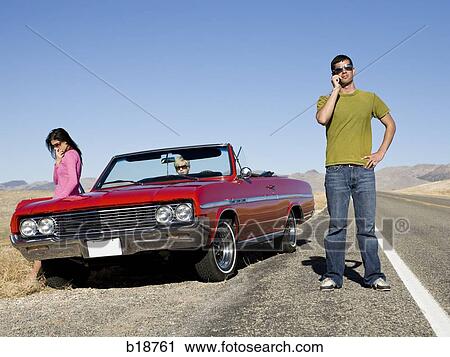 Stock Photography Of Man With A Broken Down Car B18761 Search Man With A Broken Down Car