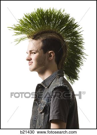 man with a grass mohawk View Large Photo Image Stock Image - man with a grass mohawk. Fotosearch