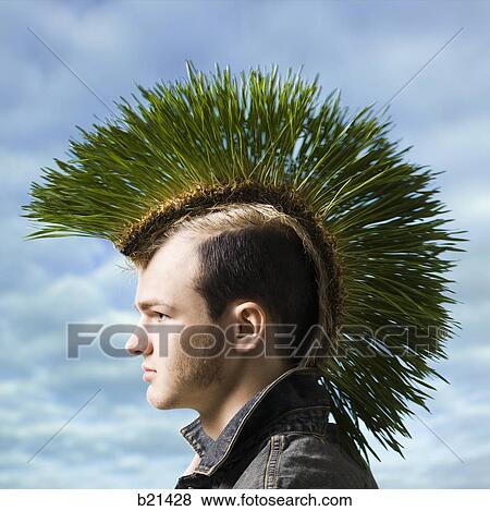 man with a grass mohawk View Large Photo Image Stock Photo - man with a grass mohawk. Fotosearch