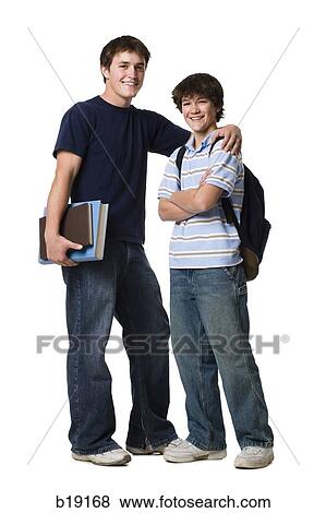 older boy with arm around younger boy. View Large Photo Image Stock Photo - older boy with arm around younger boy.. Fotosearch