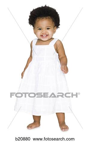 Stock Image - One Person, African Ethnicity, One Baby Girl Only, Mixed Race Person, Caucasian Appearance, 12-17 months. Fotosearch