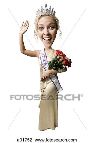 Stock Image - pageant winner with big head. Fotosearch
