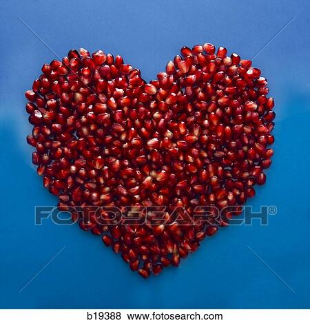 pomegranate seeds shaped into a heart View Large Photo Image Stock Photo - pomegranate seeds shaped into a heart. Fotosearch