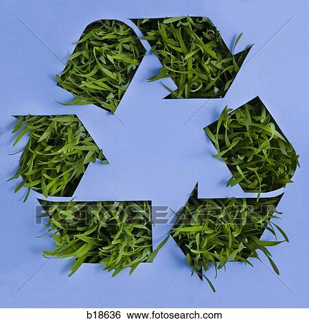 Recycling symbol with grass growing in it. View Large Photo Image Stock Photograph - Recycling symbol with grass growing in it.. Fotosearch