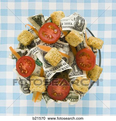 salad with dollars in it View Large Photo Image Stock Image - salad with dollars in it. Fotosearch