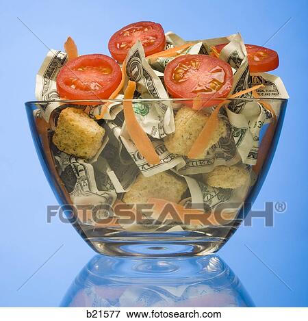 salad with dollars in it View Large Photo Image Stock Photo - salad with dollars in it. Fotosearch