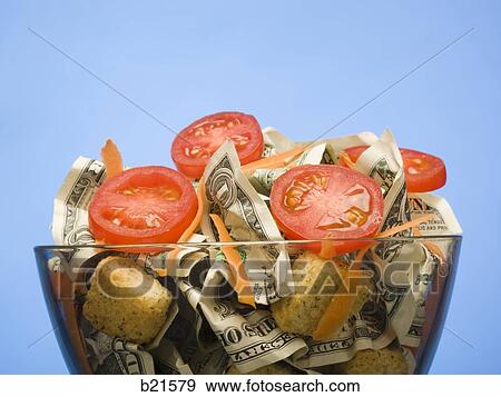 salad with dollars in it View Large Photo Image Stock Photo - salad with dollars in it. Fotosearch
