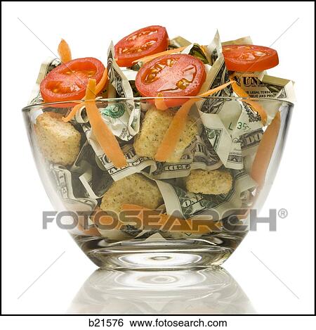 Stock Photograph - salad with dollars in it. Fotosearch