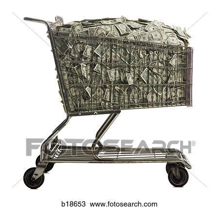 Shopping cart full of American dollars. View Large Photo Image Stock Image - Shopping cart full of American dollars.. Fotosearch