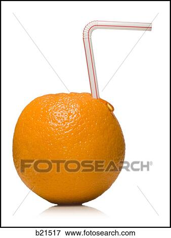 straw in an orange View Large Photo Image Stock Photo - straw in an orange. Fotosearch