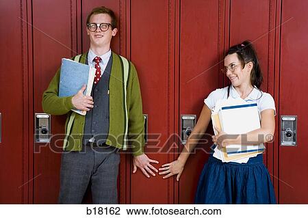 "Teenage couple at school, or, ""Nerd Love""" View Large Photo Image Stock Image - "Teenage couple at school, or, ""Nerd Love""". Fotosearch
