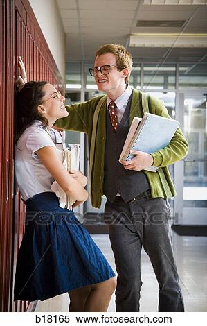 Stock Photography - "Teenage couple at school, or, ""Nerd Love""". Fotosearch