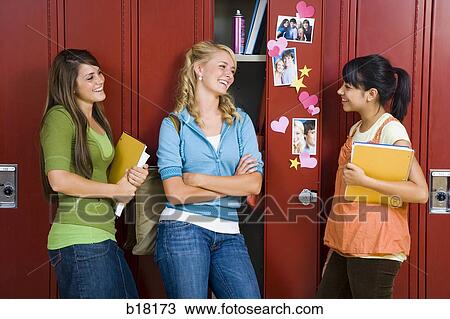 Three female High School Students. View Large Photo Image Stock Image - Three female High School Students.. Fotosearch