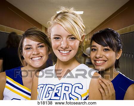 Three High School cheer leaders. View Large Photo Image Stock Photo - Three High School cheer leaders.. Fotosearch