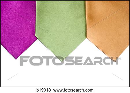 Stock Photo - "three ties: pink, green, and orange. ". Fotosearch