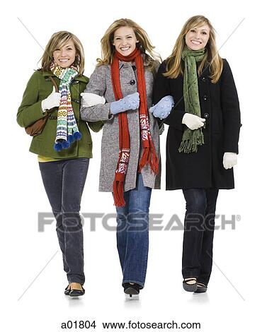 three woman arm in arm View Large Photo Image Picture - three woman arm in arm. Fotosearch