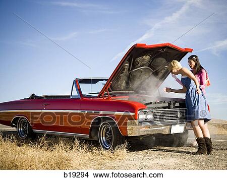 two women with a broken down car View Large Photo Image Picture - two women with a broken down car. Fotosearch