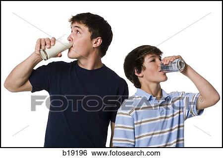 two young men drinking milk and soda. View Large Photo Image Stock Photograph - two young men drinking milk and soda.. Fotosearch