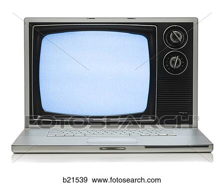 Stock Photo - watching tv on a laptop. Fotosearch