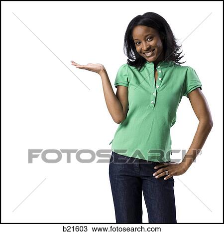 Stock Image - woman in green shirt. Fotosearch