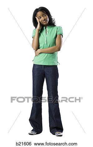 Stock Photograph - woman in green shirt. Fotosearch