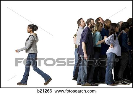 woman leaving a crowd View Large Photo Image Stock Photograph - woman leaving a crowd. Fotosearch