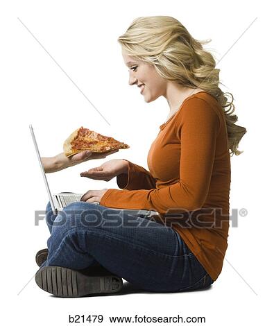woman ordering pizza online View Large Photo Image Stock Photo - woman ordering pizza online. Fotosearch