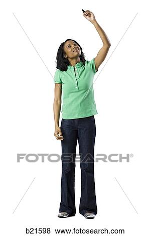woman pointing up View Large Photo Image Stock Photo - woman pointing up. Fotosearch