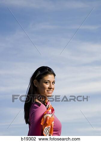 woman wearing a scarf View Large Photo Image Stock Image - woman wearing a scarf. Fotosearch