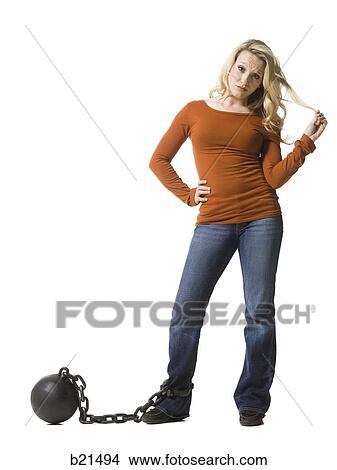 woman with a ball and chain View Large Photo Image Picture - woman with a ball and chain. Fotosearch