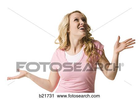 Stock Image - woman with arms outstretched. Fotosearch