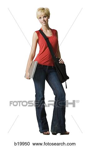 woman with bookbag View Large Photo Image Stock Image - woman with bookbag. Fotosearch