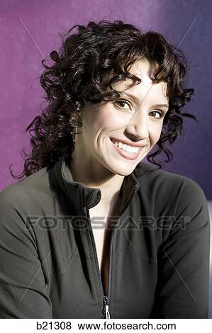 woman with curly brown hair View Large Photo Image Stock Photo - woman with curly brown hair. Fotosearch