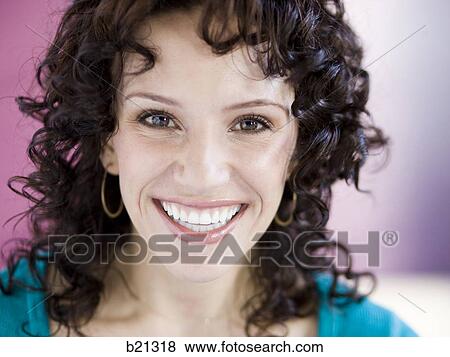 woman with curly brown hair View Large Photo Image Stock Photo - woman with curly brown hair. Fotosearch