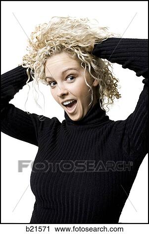woman with curly hair View Large Photo Image Stock Image - woman with curly hair. Fotosearch