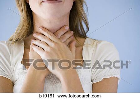 woman with hands on throat. View Large Photo Image Stock Image - woman with hands on throat.. Fotosearch