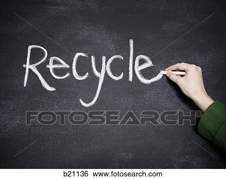 Stock Photograph - writing recycle on a chalkboard. Fotosearch