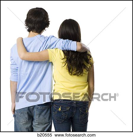 Stock Photography - young couple with their arms around one another. Fotosearch